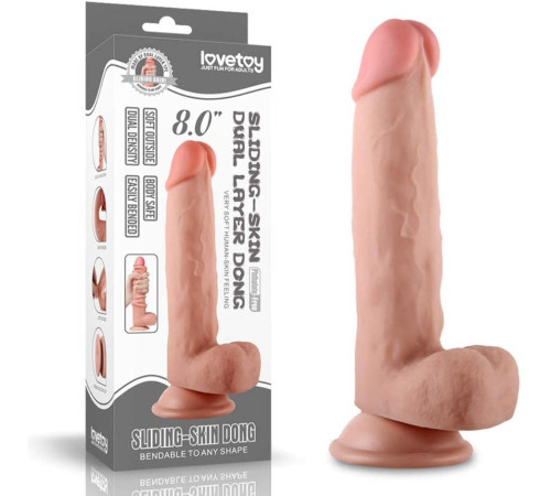Фаллоимитатор Silding-Skin dong от Love Toy, (20 см х 4 см)