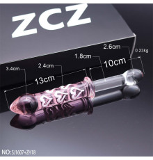 Стеклянный фаллоимитатор ZCZ, розовый