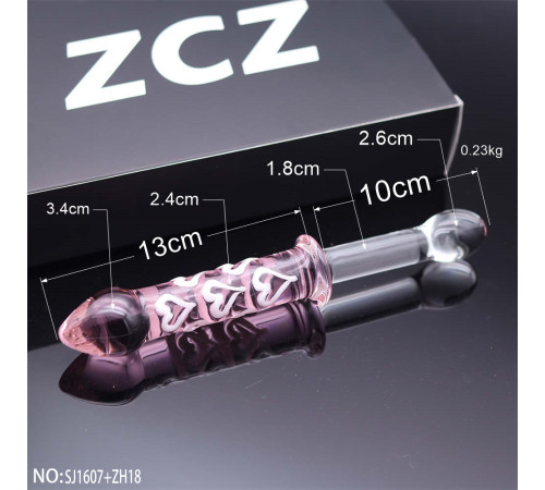 Стеклянный фаллоимитатор ZCZ, розовый
