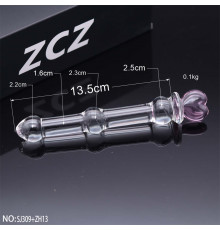 Стеклянный фаллоимитатор ZCZ, прозрачный с сердечком