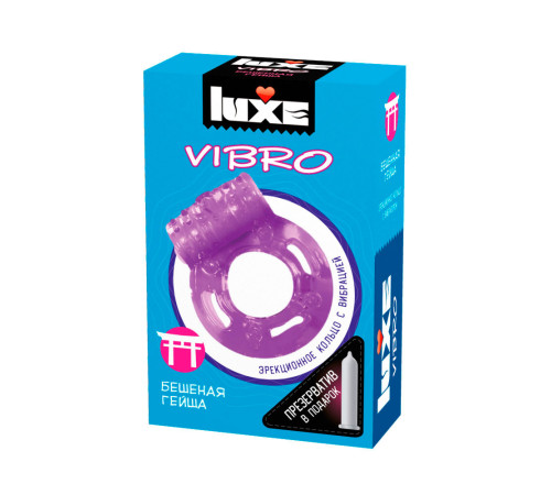 Виброкольцо + Презерватив Бешеная Гейша 1шт. от Luxe VIBRO