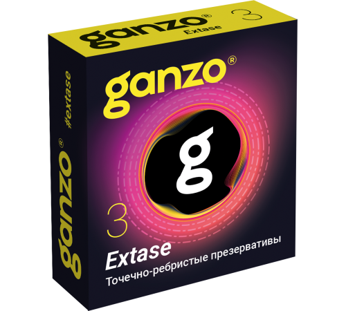 Презервативы Ganzo Extase, точечно-ребристые, 3 шт